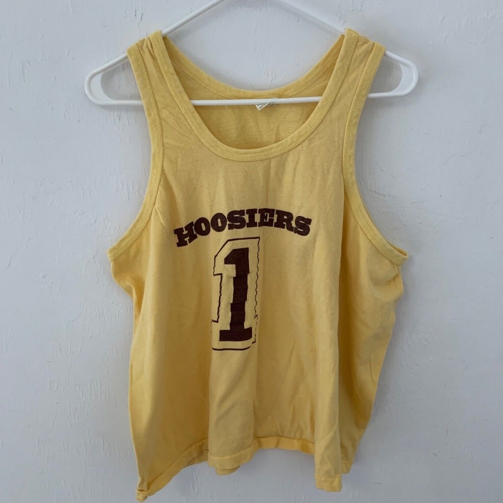 Vintage Hoosiers 1986 Movie Promo Basketball JerseyStyle HBO Tank Yellow Size XL